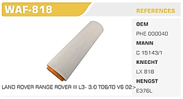 HAVA FİLTRESİ BMW 1 E81/E82/E87/E88 118D 1.20D 04> 3 E46  318D-320D TD COMPACT 98> 3 E90/E91/E92/E93  318D-320D 05> 5 E39 520D 5 E60/E61 520D X3 E83