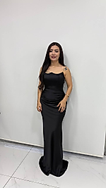 Yelda  Straplez Balık Abiye Siyah