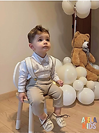 Erkek Çocuk Bej Salopet Takım