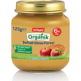 Milupa Organik Şeftali Elma Püresi Kavanoz 125 g 6+ Ay