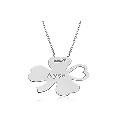 Kişiye Özel İsimli 14K Altın Kaplama / Gümüş Yonca Kolye