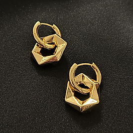 Geometrik Model Gold Çelik Küpe