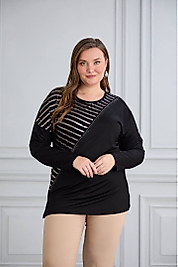 kristal kumaş siyah bluz