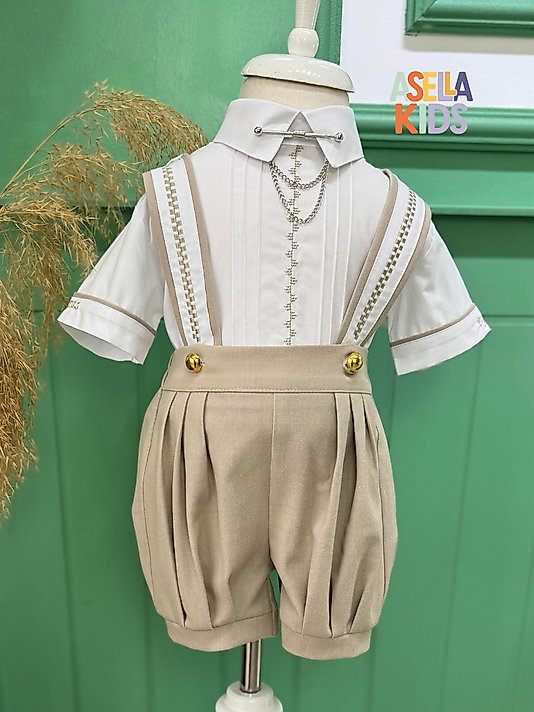 Erkek Çocuk Bej Salopet Takım