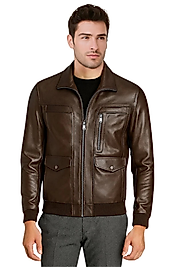 Duran Hakiki Deri Erkek Kestane Mont