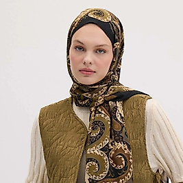 Asenath Desen Şal Zeytin Yeşili