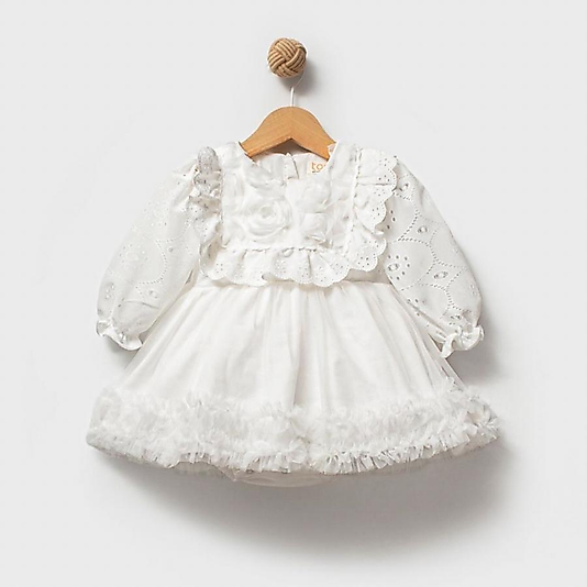 Aster FistoUzun Kollu  Tütü Etek Kız Bebek  Elbisesi