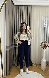 PREMİUM DOUBLE ATLAS KUMAŞ HAVUÇ PANTOLON LACİVERT