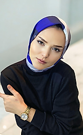 Lorenza Baskılı Pamuk Eşarp Lacivert