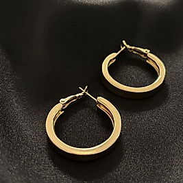 Kalın Halka Gold Çelik Küpe-30 mm