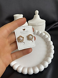 Vıp Mini Çiçek Ortası İnci Küpe