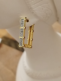 Gold Sıra Taşlı Dörtgen Küpe