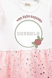 Kız Çocuk Tüllü "Her İşin Başı Besmele" Baskılı Elbise