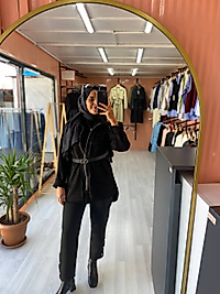 Fermuarlı Süet Ceket Siyah