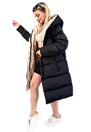 Çift Taraflı Uzun Şişme Mont