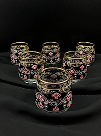 6'Li Kahve Yanı Bardağı Siyah Kilim