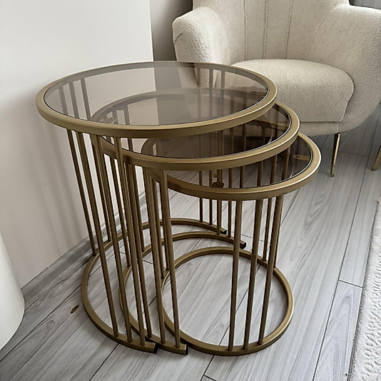 MAT GOLD 3 ÇUBUKLU YUVARLAK ZİGON BRONZ CAM