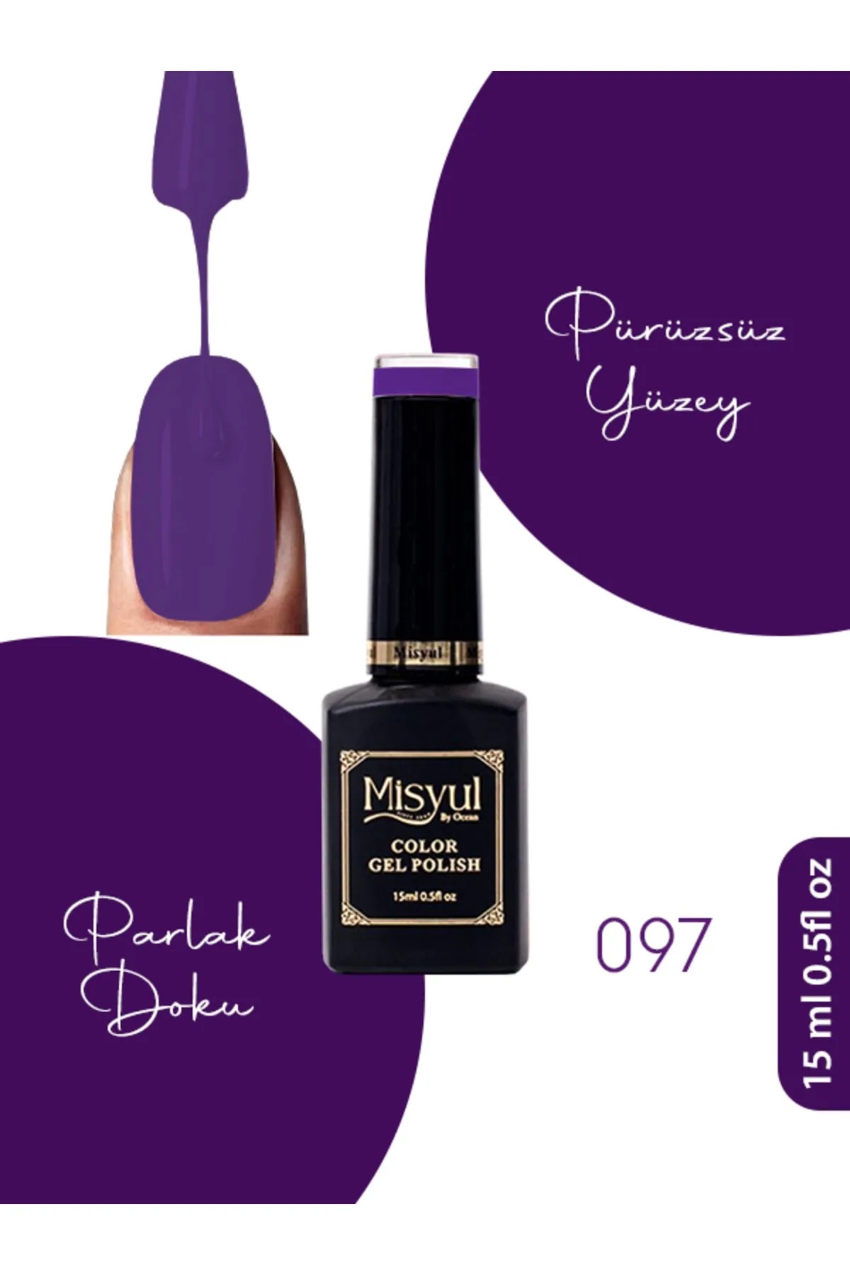 Misyul Kalıcı Oje 097, UV Led Kalıcı Oje Nail Art 15ml