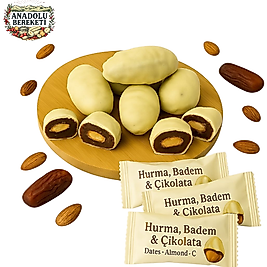 BADEM DOLGULU BEYAZ ÇİKOLATA KAPLAMALI HURMA (1 kg)