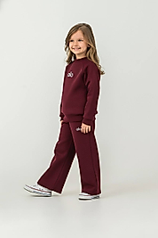 3 - 10 Yaş Arası Alo Desenli, Bol Paça Üçiplik Şardonlu Oversize Kesim Kız Çocuk Takımları