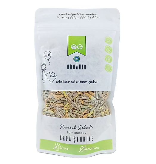 Organik Karışık Sebzeli Tam Buğday Arpa Şehriye 250 Gr +7 Ay