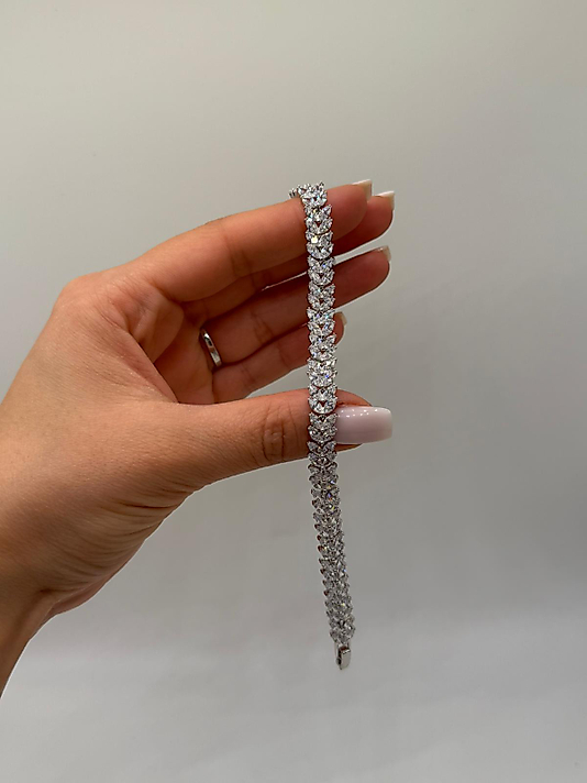 XUPİNG Tam Zirkon Taşlı VIP Çelik Bileklik – Gümüş Renk