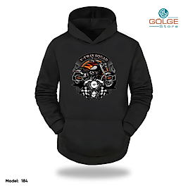 Motorcu Model Slimfit Kapüşönlu Hoodie Erkek kadın Sweatshirt