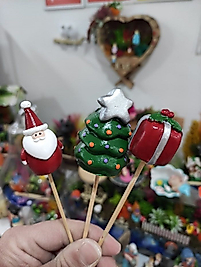 Himi Pasta Süsleri 3'lü Noel Yılbaşı Kardan Adam Maket Kürdanlı Cupcake Pasta Süsü Doğum Günü Süsleri Kürdan Süsü