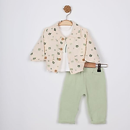 KARDELYA BABY ERKEK BEBEK AYI BASKILI 3 LÜ TAKIM