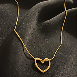 Kalp Gold Çelik Kolye-45 cm