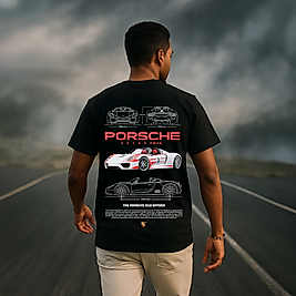 PORSCHE - 918 spyder v2 - Tasarım Baskılı Oversize Tişört