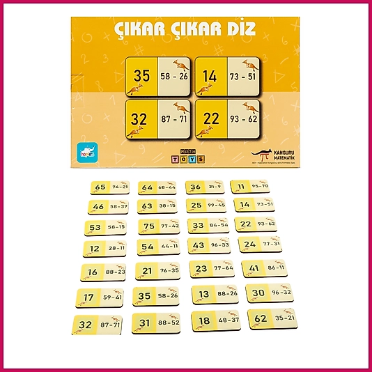 Kanguru Matematik Çıkar Çıkar Diz Oyunu-Çıkarma İşlemi & Mimari Tasarım| 2 Oyuncu | Müfredata Uyumlu / 6-7 Yaş / 2 Oyuncu