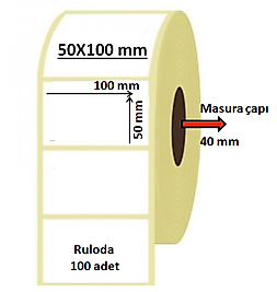 50X100 MM TERMAL ETİKET 1000 Lİ SARIM