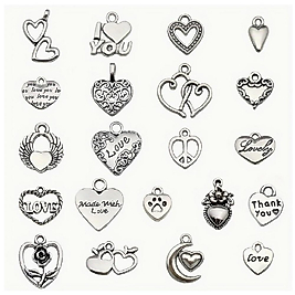 ( 20 X ADET ) 1 SET GÜMÜŞ MODEL HEART DAY KALP SÜSLERİ & KOLYE UCU & KÜPE & BİLEKLİK AKSESUARLARI