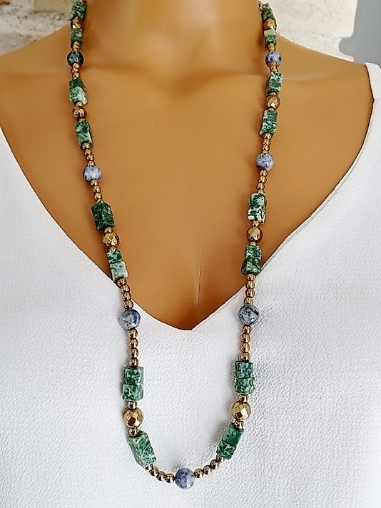 VARASİT ,SODALİT ,HEMATİT UZUN KOLYE