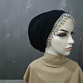 Taş detayli alınlıklı abiye bone