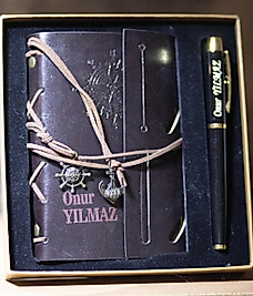 Kişiye Özel Kahverengi Deri Defter Kalem Seti – Vintage Hediye