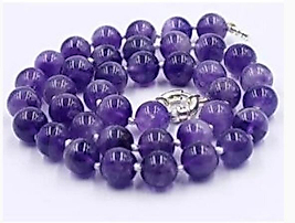 Amethyst Kolye 8mm dizi ametist kolye A kalite doğaltaş .