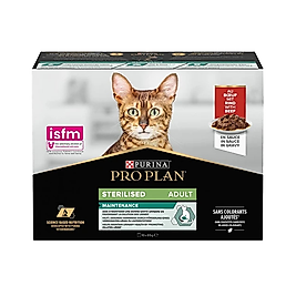 Purina Pro Plan Sığır Etli Kısırlaştırılmış Yaş Kedi Maması (10 x 85 g)