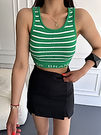 Crop Çizgili Triko Bluz DUE BRAND