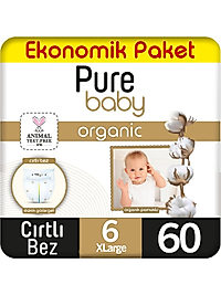 Pure Baby Pure Baby Organik Bebek Bezi Ekonomik Paket 6 Beden 60 Adet