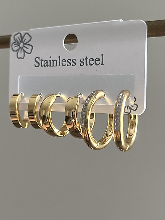 Çelik Gold 6’lı Taşlı Mini Halka Küpe