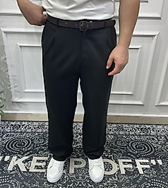 Diagonal Baggy Kumaş Pantolon Siyah - Sprf4084