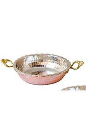 Kalın Bakır Sahan Yumurta Tava Kuymak Menemen Desenli Tava 14 CM