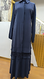Lacivert Dantelli Elbise