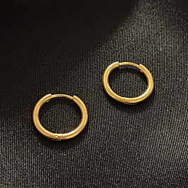 Orta Boy Gold Çelik Halka Küpe