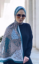 Crystal Digital Baskı Desenli Pamuk Şal Mint Yeşili