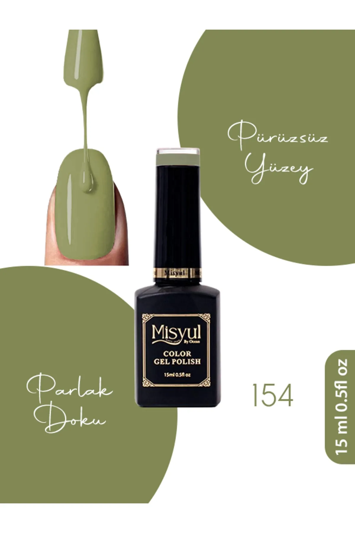 Misyul Kalıcı Oje 154, UV Led Kalıcı Oje Nail Art 15ml
