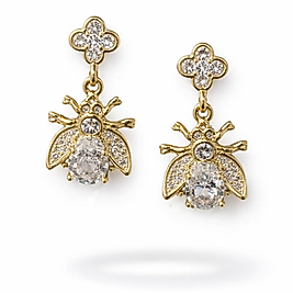 Gold Arı Taşlı Küpe