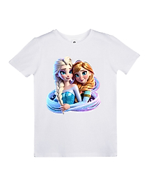 Elsa ve Anna Kardeşlik Baskılı Çocuk Tişört – Frozen Temalı